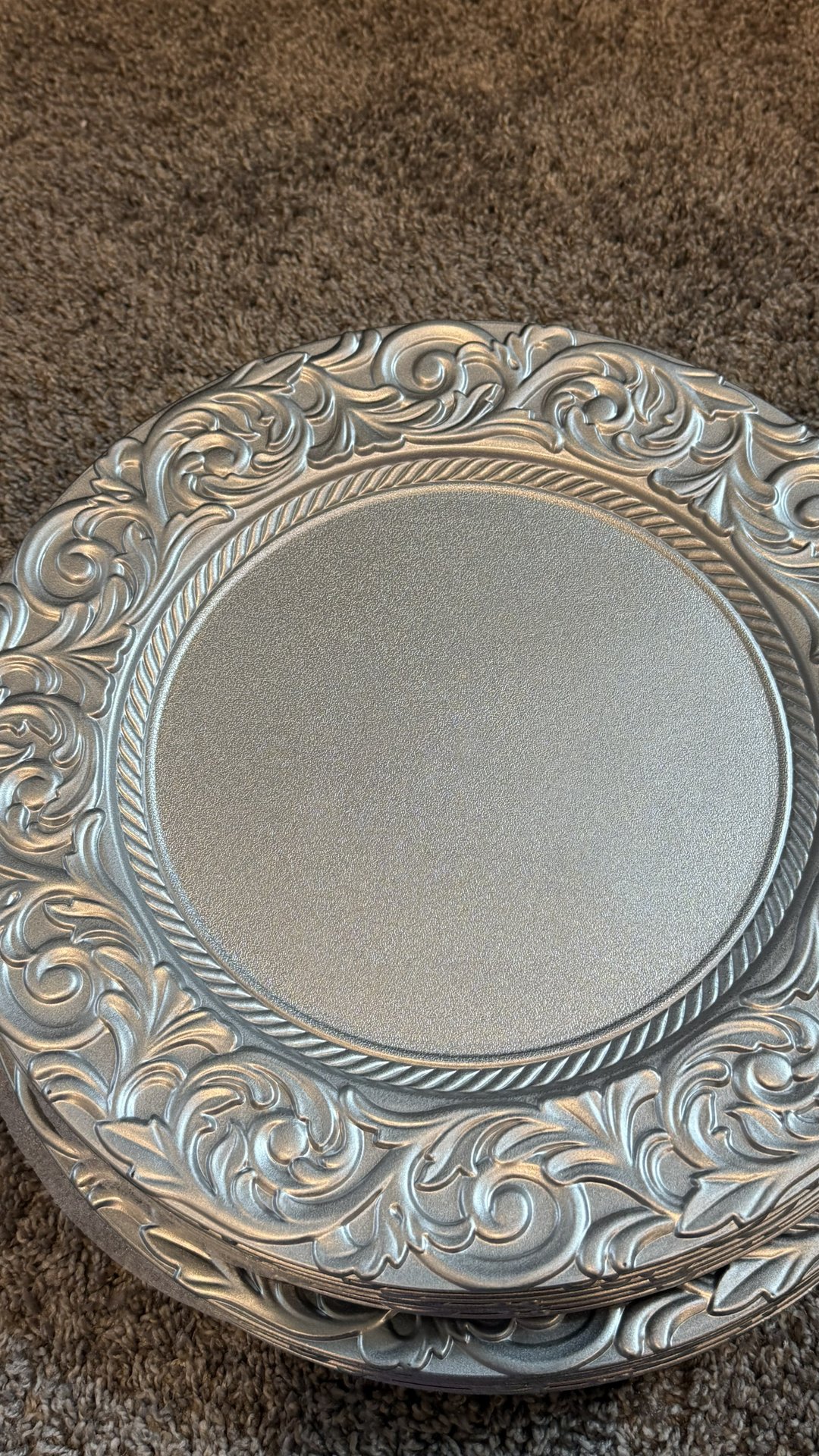 Silver ornate charger plate